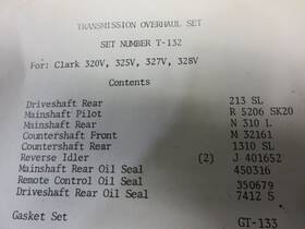 Clark 320v 325v 327v 328v Versions T-132 Model 5 Speed Transmission Bearing/seal Kit