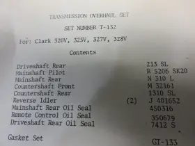 T-132 Clark 320v 325v 327v 328v Versions Model 5 Speed Transmission Bearing/seal Kit