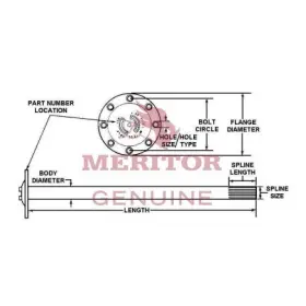 3202h9342 Meritor Axle Shaft