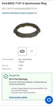 Genuine Ford Oe Ring Synchronizer BR3Z-7107-A New. Price: $50.00.