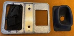1956-1957 Corvette: Floor Shifter Console Plate #3728940 New Boot #3751130 Used. Price: $99.00.