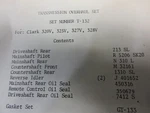 Clark Model 320V 5 Speed Transmission Bearing/seal Kit New. Price: $135.00.