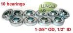 (10) Flange Wheel Bearings, 1-3/8" Od X 1/2" Id, Garden Equipment, Carts New. Price: $19.95.